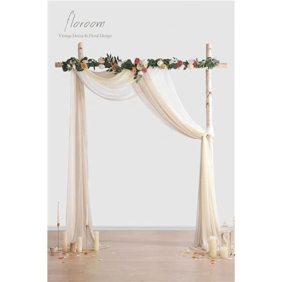 Wedding Arch Draping Fabric 3 Panels 20Ft Chiffon Fabric Drapes Arbor Drapery - Picture 3 of 8
